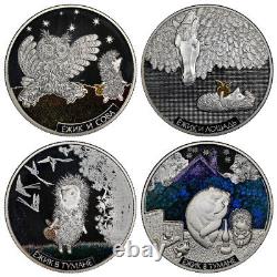 5 CEDIS 2013 2014 GHANA Norstein ANIMATION HEDGEHOG SILVER PROOF 4x COINS NGC