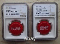 A Pair of NGC PF70 Fiji Silver (6g for Each) Coins Coca-Cola Bottle Cap