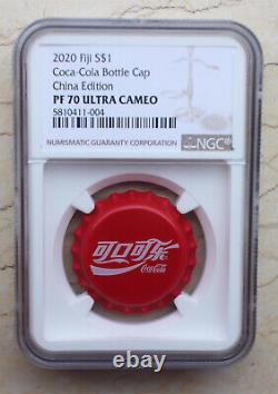 A Pair of NGC PF70 Fiji Silver (6g for Each) Coins Coca-Cola Bottle Cap