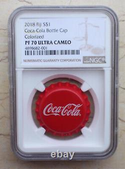 A Pair of NGC PF70 Fiji Silver (6g for Each) Coins Coca-Cola Bottle Cap