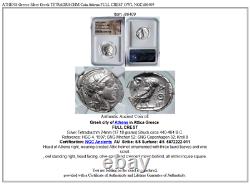 ATHENS Greece Silver Greek TETRADRACHM Coin Athena FULL CREST OWL NGC i86409