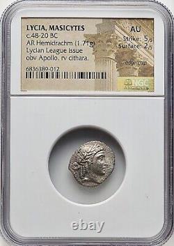 Ancient Greek Silver Coin LYCIA Lycian 48-20 BC MASICYTES AR Hemidrachm NGC AU