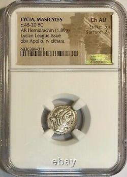 Ancient Greek Silver Coin Lycia 48-20 BC MASICYTES AR Hemidrachm NGC Choice AU