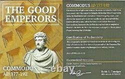 Ancient Roman Emperor Commodus Silver Coin NGC Certified VF & Story, Certif