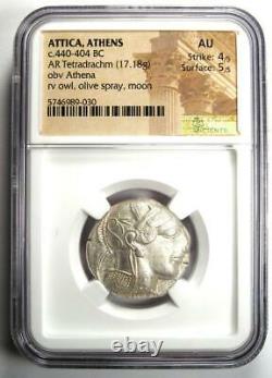 Attica Athens Greece Athena Owl Tetradrachm Coin (440-404 BC) Certified NGC AU
