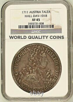 Austria 1711 Silver Coin Taler Joseph I Hall Mint DAV-1018 NGC XF45