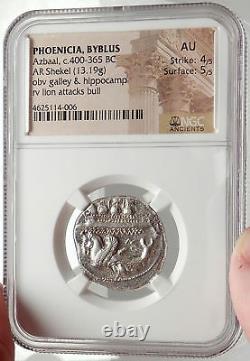 BYBLOS Phoenicia 400BC Silver Shekel Authentic Ancient Greek Coin NGC AU i66895