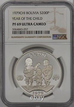 Bolivia 1979 200 Pesos silver NGC PF69UC Year of the child NG1315 combine shippi