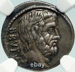 Brutus Julius Caesar Assassin Ancestors Roman Republic Silver Coin NGC i84772
