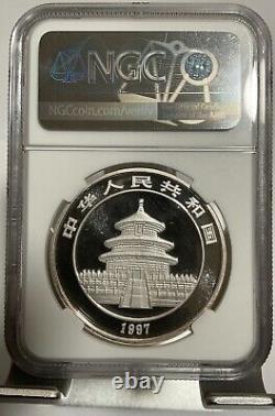China 1997 1oz Silver Panda Coin, small data, NGC MS69