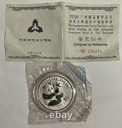 China 2000 1oz Silver Panda Coin Guangzhou Coin Expo, mint sealed with COA