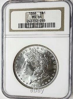 Choice 1888-p Morgan Silver Dollar Ngc Ms64 -bright White Coin