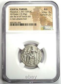 Cilicia Tarsus Mazaeus AR Silver Stater Lion Bull Coin 361-328 BC NGC AU