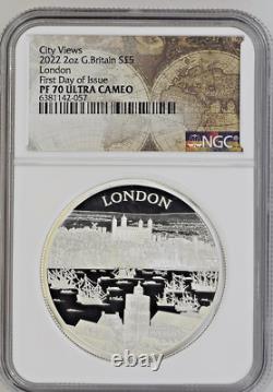 City Views London 2022 UK 2oz Silver Proof Coin NGC PF70 First Day of Issue