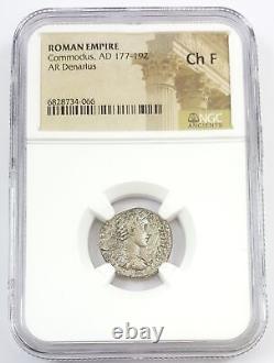 Commodus Silver Denarius (AD 177-192) NGC Certified Roman Coin Collectible