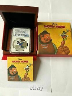 DISNEY Mickey Donald 9 SILVER coins complete SET NGC PF 70 UC ER+FR MINT BOX COA