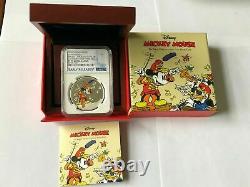 DISNEY Mickey Donald 9 SILVER coins complete SET NGC PF 70 UC ER+FR MINT BOX COA