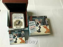 DISNEY Mickey Donald 9 SILVER coins complete SET NGC PF 70 UC ER+FR MINT BOX COA