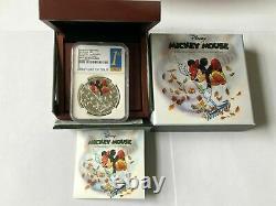 DISNEY Mickey Donald 9 SILVER coins complete SET NGC PF 70 UC ER+FR MINT BOX COA