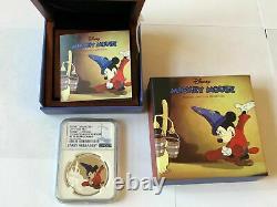 DISNEY Mickey Donald 9 SILVER coins complete SET NGC PF 70 UC ER+FR MINT BOX COA