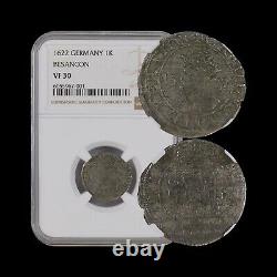 GERMANY. 1622, 1 Carolus, Silver NGC VF30 Top Pop? Besancon, INO Charles V