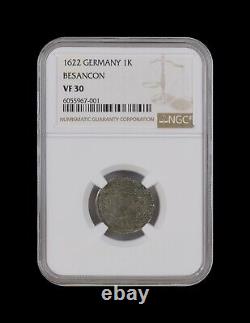 GERMANY. 1622, 1 Carolus, Silver NGC VF30 Top Pop? Besancon, INO Charles V