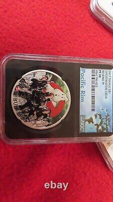 GHOSTBUSTERS SILVER 2017 Tuvalu PF 70 Reverse 1st BLACK CORE CAS Silver. 999 NGC