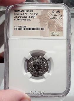 GORDIAN I AFRICANUS 238AD NGC Certified Ch AU Ancient Silver Roman Coin i58298