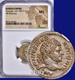 Gorgeous High End Caracalla 198-217 AD Roman AR Denarius Silver Rome NGC MS