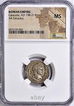 Gorgeous High End Caracalla 198-217 AD Roman AR Denarius Silver Rome NGC MS