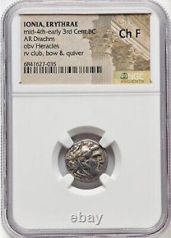 Greek IONIA ERYTHRAE Mid 4th-Early 3rd Century BC AR Drachm Silver NGC Choice F