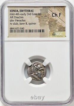 Greek IONIA ERYTHRAE Mid 4th-Early 3rd Century BC AR Drachm Silver NGC Choice F