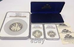 Haiti 1967 Set 3 Silver Coins Piedfort Anniversary of Revolution NGC PF65-67 COA