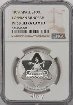 Israel 1979 100 Lirot silver NGC PF68UC Egyptian menorah NG1279 combine shipping