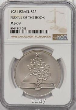 Israel 1981 2 Sheqalim silver NGC MS69 People of the book NG1277 combine shippin