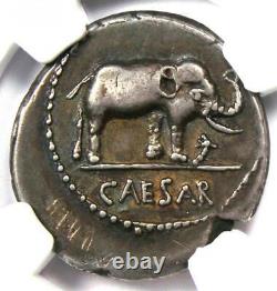 Julius Caesar AR Denarius Silver Elephant Coin 49-48 BC Certified NGC XF (EF)