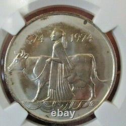 MS 67-NGC-1974 ICELAND FIRST SETTLEMENT Silver 500 Kronor Coin -TONED-FREE SHIP