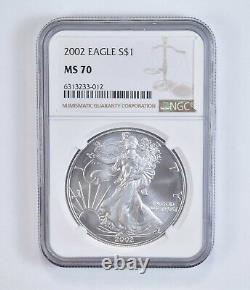 MS70 2002 American Silver Eagle NGC PERFECT Brown Label 0431