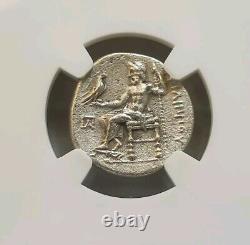 Macedon Philip II Drachm NGC AU 5/2 FINE STYLE Ancient Silver Coin