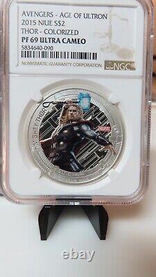 Marvel Avengers Age of Ultron Thor 1 oz 999 Silver Coin NGC PR69 Graded Niue
