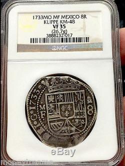 Mexico 1733 8 Reales Ngc 35 Klippe Shape Fleet Shipwreck Silver Coin Treasure