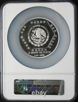 Mexico 5 oz. 1993 PIRAMIDE DEL CASTILLO CHICHEN ITZA NGC PF68 UC. KM# 676