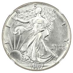 Mint Error 1987 Silver Eagle $1 NGC UNC Details (Cleaned, Reverse Struck Thru)