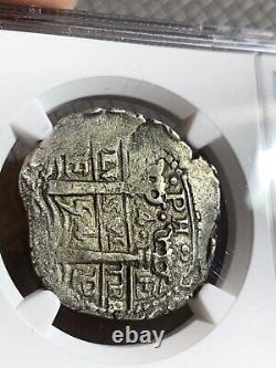 NGC AU Capitana Shipwreck 1654 Spanish Bolivia 4 Reales Silver Cob Coin