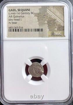 NGC Celtic Sequani Tribe 70BC-50BC Silver Coin Certified Gaul Genuine Ancient