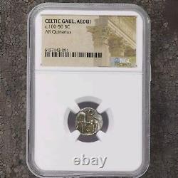 NGC Celtic Tribes in Ancient Gaul Quinarius Silver & Gallic Wars Caesar vs. Celt