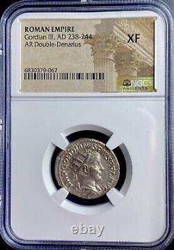 NGC Certified Ancient Roman Coin Emperor Gordian III 238-244AD Genuine XF Silver