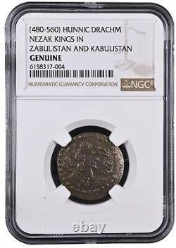 NGC Certified Hun Coin of Nezak Drachm 6th Century AD