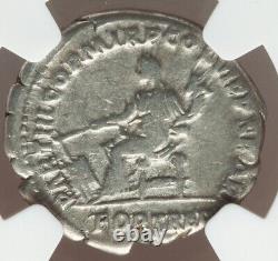 NGC Ch F Trajan Caesar 98-117 AD, Roman Empire AR Denarius, Rome Silver Coin