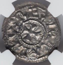 NGC MS62 Charles the Bald or Simple Carolingian France 860-925 Melle Denier Coin